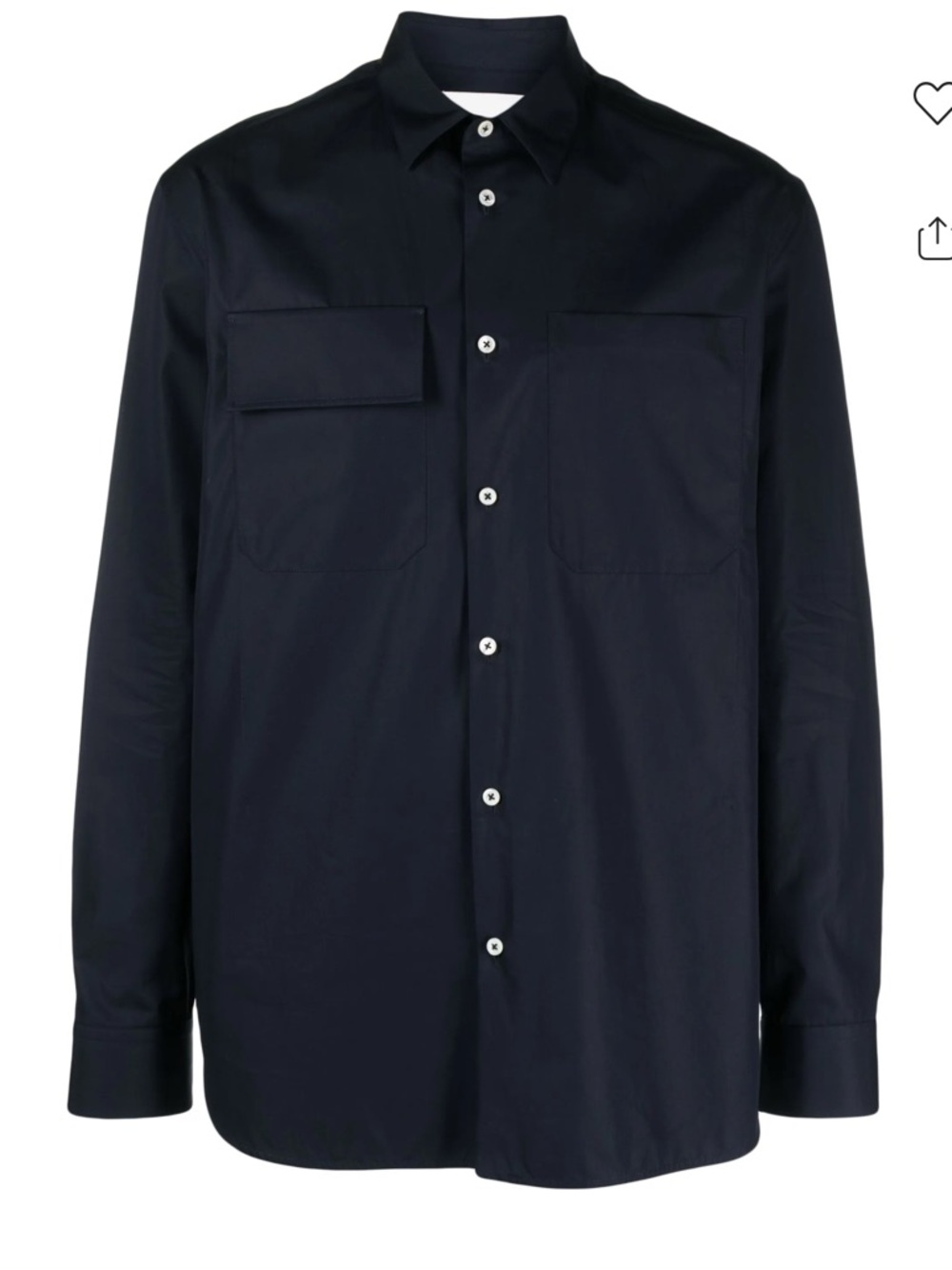 Jil Sander Dark Navy Button-Front Cotton Shirt